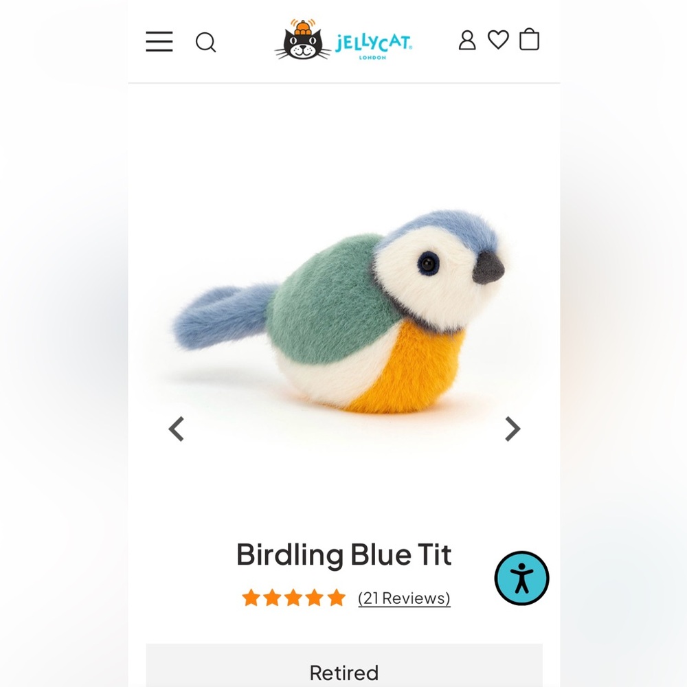 JELLYCAT RETIRED Birdling Blue Tit